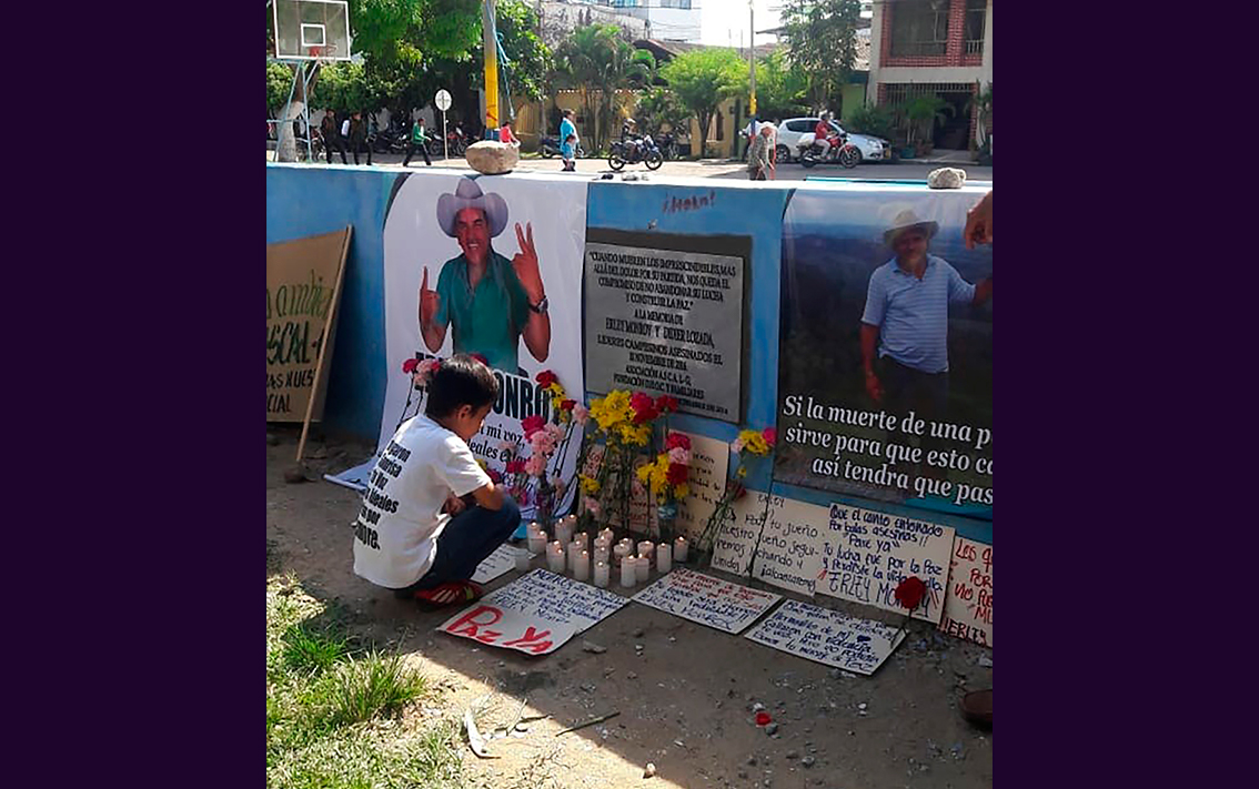 Placa en homenaje a Erley Monroy en San Vicente del Caguán. Foto cortesía familiar