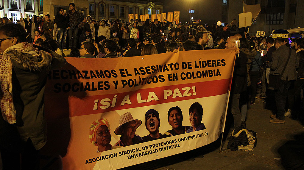 Velatón en Colombia por los líderes sociales asesinados
