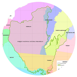 Mapa del parque Nudo de Paramillo