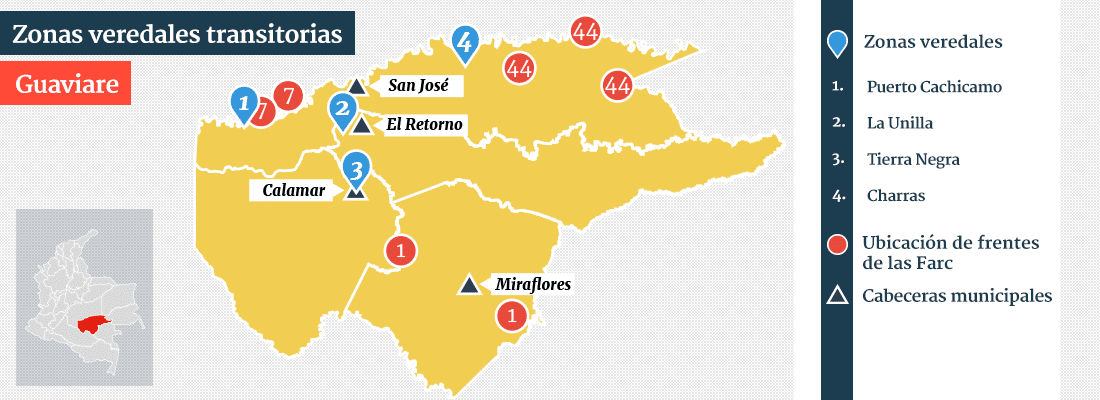 mapa zonas veredales guaviare